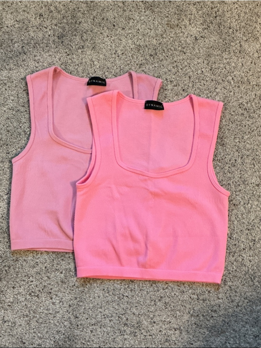 New Bundle of Two Dynamic Ribbed Square-Neck Seamless Tanks ~ Pink